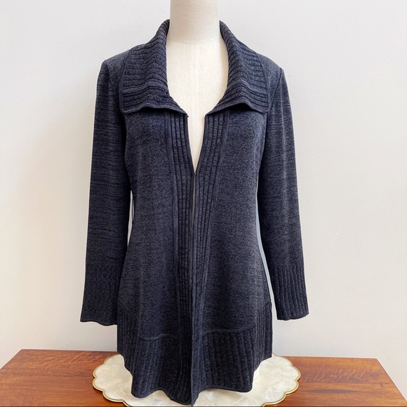 Misook Black Heather Knit Cardigan Petite XS